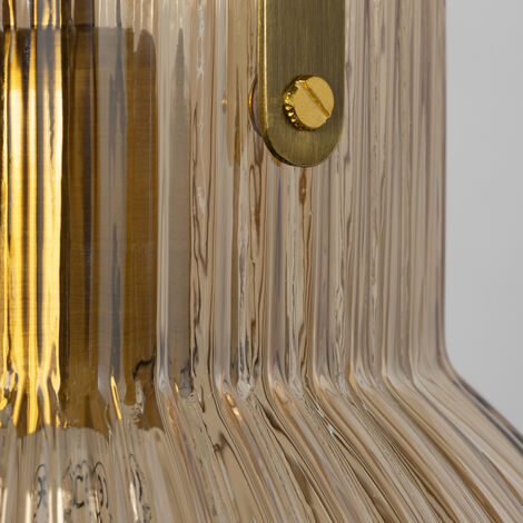 Visconte Sala Ceiling Pendant 1 Light With Champagne Tinted Glass Shade - Brass