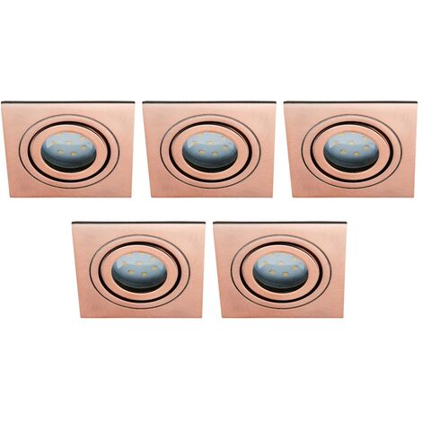 Litecraft Recessed Downlights Square Tiltable Spotlights in Brushed Copper - 5 Pack