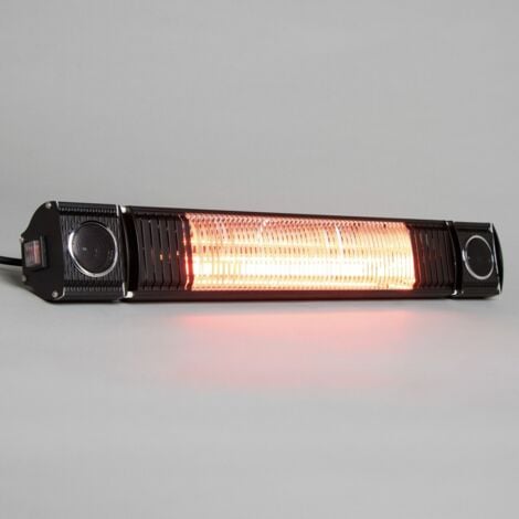 Litecraft Patio Heater 2000W Wall Mount Outdoor IPX5 Rated Fitting - Black