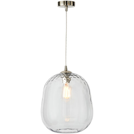 Visconte Minori Ceiling Pendant 1 Light With Clear Glass Shade - Satin Nickel
