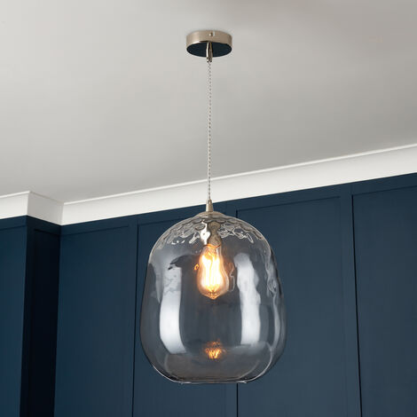 Visconte Minori Ceiling Pendant 1 Light With Clear Glass Shade - Satin Nickel