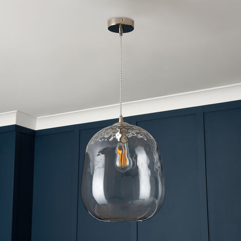 Visconte Minori Ceiling Pendant 1 Light With Clear Glass Shade - Satin Nickel