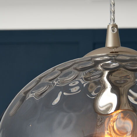 Visconte Minori Ceiling Pendant 1 Light With Clear Glass Shade - Satin Nickel