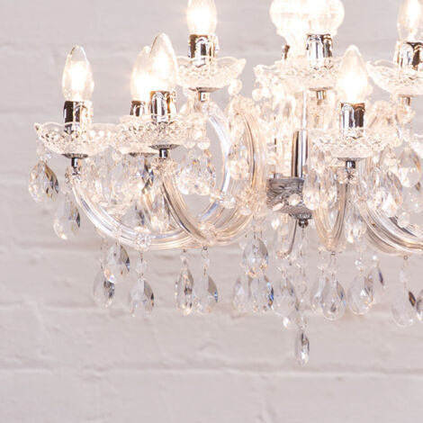 Litecraft Marie Therese Chandelier Ceiling Light Crystal Effect 12 Arm - Chrome
