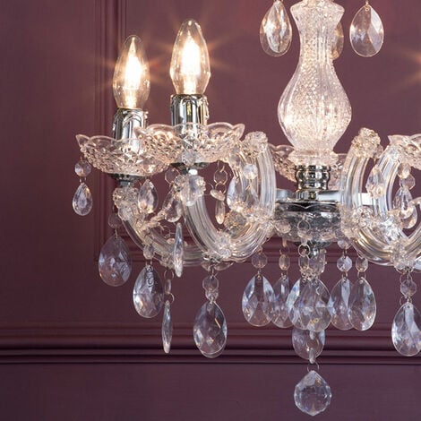 Litecraft Marie Therese Chandelier Ceiling 5 Arm With Free LED Bulbs - Chrome