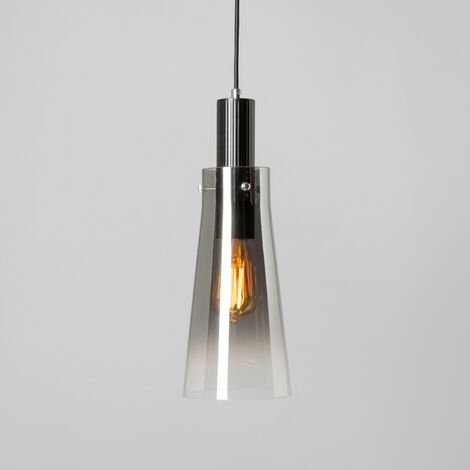 Visconte Atrani Ceiling Pendant 1 Light with Ombre Glass Shade - Black
