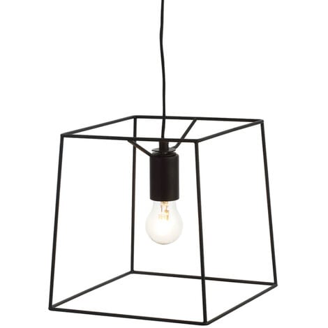 Litecraft Rome Ceiling Pendant 1 Light With Metal Frame Shade - Matte Black