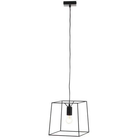 Litecraft Rome Ceiling Pendant 1 Light With Metal Frame Shade - Matte Black