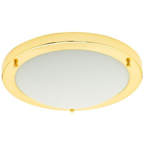Litecraft Mari Ceiling Light Bathroom Large 28 Watt IP44 Flush Fitting - Brass