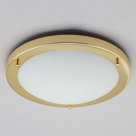 Litecraft Mari Ceiling Light Bathroom Large 28 Watt IP44 Flush Fitting - Brass