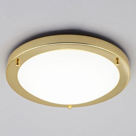 Litecraft Mari Ceiling Light Bathroom Large 28 Watt IP44 Flush Fitting - Brass