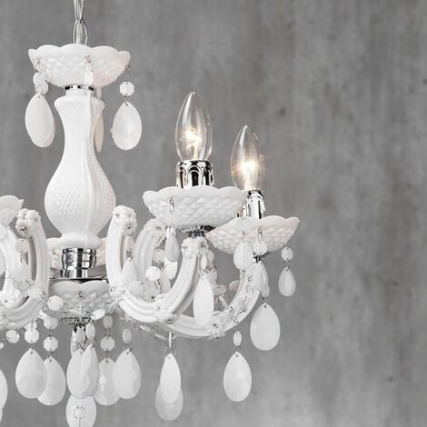 Litecraft Marie Therese Chandelier Ceiling Light Crystal Effect 5 Arm - White