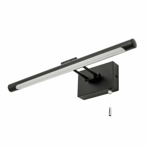Litecraft Picture Wall Light Bathroom IP44 LED Fitting With Pull Cord - Matte Black (1/5)
