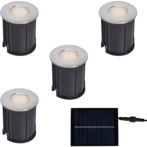 Litecraft Harold Recessed Outdoor Solar Power Deck Light in Satin Chrome - 4 Pack