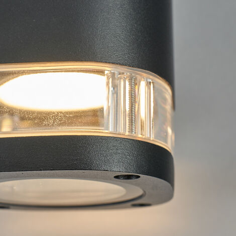 Litecraft Ovat Up & Down Outdoor Wall Light with Photocell Sensor - Black