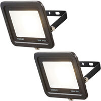 Stanley Floodlight 30W IP65 Rated Garden Slimline LED In Black- 2 Pack Litecraft