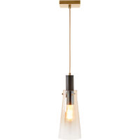 Visconte Atrani Ceiling Pendant 1 Light with Champagne Tint Shade - Brass, Black