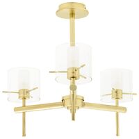 Litecraft Lincoln Semi Flush Bathroom Ceiling 3 Light With Glass Shades - Brass