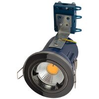 Litecraft Recessed Downlight Fire Rated Fixed Ceiling Spotlight - Black Chrome
