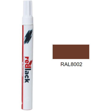 Feutre de retouche 8 ml – RAL 8002 – Brun de sécurité – Mat – multisupport – Redlack (1/2)