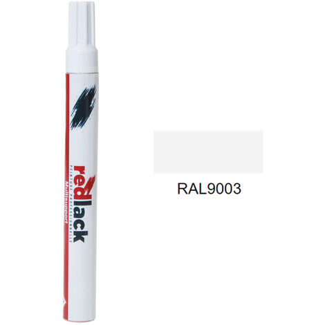 Feutre de retouche 8 ml – RAL 9003 – Blanc de sécurité – Satiné – multisupport – Redlack (1/2)