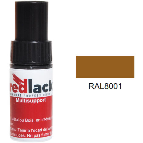 Flacon de retouche 9 ml – RAL 8001 – Brun terre de Sienne – Satiné – multisupport – Redlack (1/2)