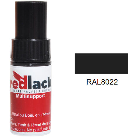 Flacon de retouche 9 ml – RAL 8022 – Brun noir – Mat – multisupport – Redlack (1/2)