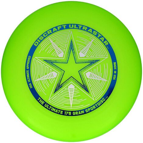 Frisbee Ultimate Discraft UltraStar 175g - Couleur Night Ghost (vert Vif Métallisé) - Diamètre 27 Cm, Pour Loisir Et Compétition