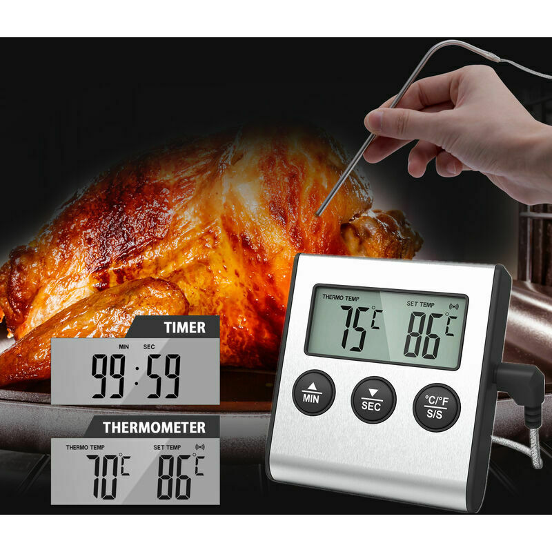 KT THERMO Lot de 2 thermomètres à viande avec cadran de 6,3 cm en acier  inoxydable étanche pour barbecue, volaille : : Maison