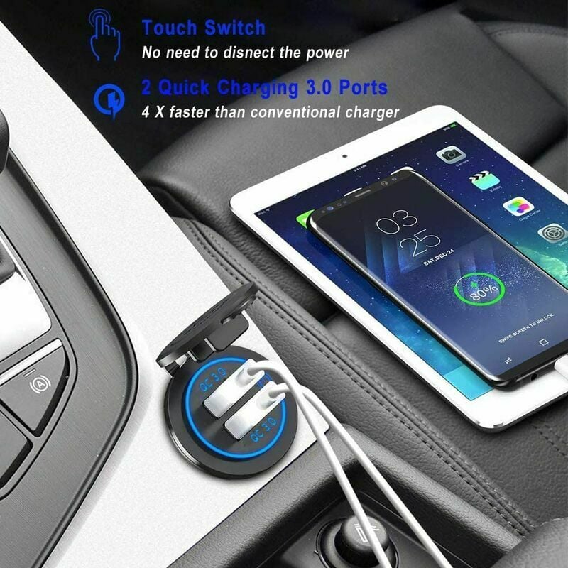 Chargeur double Port USB 12V/24V 3.1A pour voiture, adaptateur  d'alimentation étanche, prise LED, panneau de sortie de charge pour  téléphone portable, accessoires de voiture - AliExpress