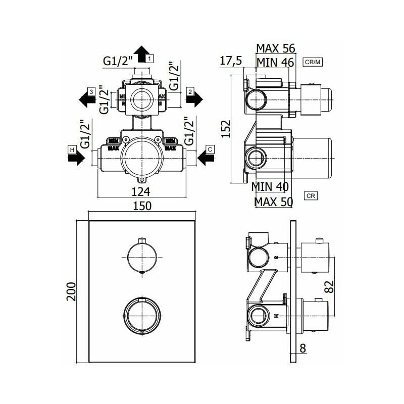 Paffoni LIQ519CR/M Light Miscelatore termostatico incasso doccia