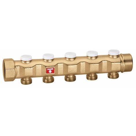 Collettore di mandata completo di detentori di preregolazione 8 derivazioni Caleffi 663180 8