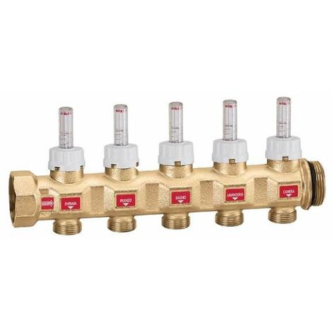 Collettore di mandata completo di flussometri e valvole di regolazione portata 7 derivazioni Caleffi 667775S1  7 - 1 1/4" F