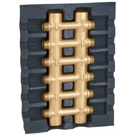 Collettore complanare fuso monoblocco con coibentazione 4+4 derivazioni Caleffi 356604 IS 1” - 4+4