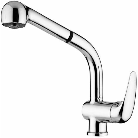 Miscelatore monocomando per lavello cucina con doccino estraibile Paffoni serie Duemila DU185CR  Cromato - Ottone