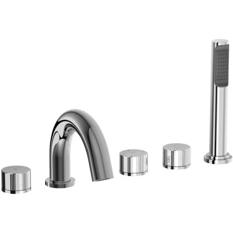 Batteria bordo vasca con deviatore e doccetta estraibile Paffoni serie Jo JO044CR Cromato - Ottone (1/2)