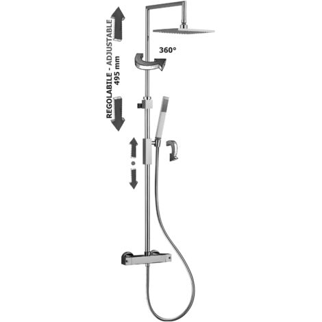 Colonna doccia termostatica modello quadro Paffoni LEVEL ZCOL655CR  Cromo