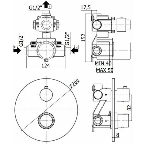 Paffoni Miscelatore Termostatico Doccia LIQ168ECR – Attacco Inferiore 1/2"G Con ECOSTOP E Eccentrici