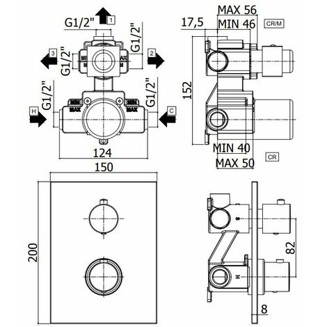Miscelatore termostatico doccia ad incasso Paffoni serie Light LIQ519CR  Cromato - Ottone