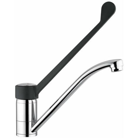 HOMSSY Rubinetto Medical Da Parete A Leva Clinica Lunga – 1 Acqua (solo Fredda), Azionamento A Gomito, Design Ergonomico, Cartuccia Ceramica, Corpo In Ottone Cromato