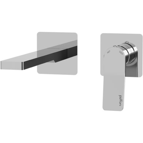 Miscelatore lavabo a parete con 2 placche colore cromo bocca 20 cm Paffoni TILT TI105CR70  Cromo - 200 mm