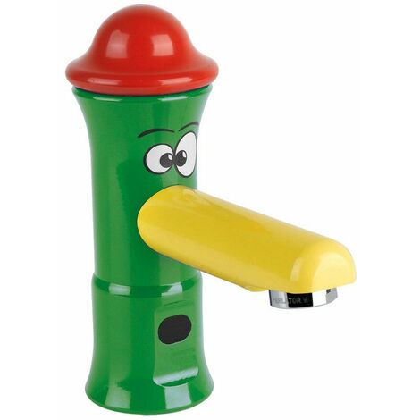 Rubinetto elettronico lavabo serie KIDS a fotocellula con alimentazione a batteria Idral 01250  Ottone - Verde,rosso e giallo