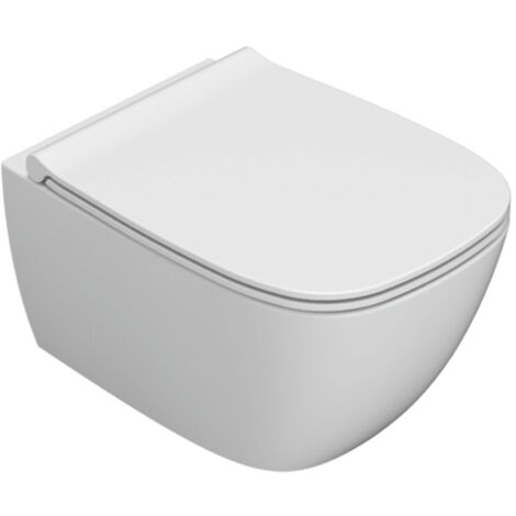 Vaso sospeso senza brida in ceramica 50x36 cm Globo Genesis GNS03BI  Bianco - Ceramica - Con copri wc soft close