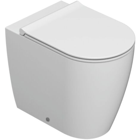 Vasomulti a terra senza brida in ceramica 53x34 cm Globo Mode ME001BI Bianco - Ceramica - Con copri wc