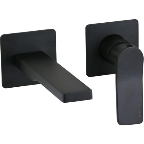 Miscelatore lavabo a parete con 2 placche nero opaco bocca 240 mm Paffoni TILT TI106NO70  Nero opaco - 240 mm