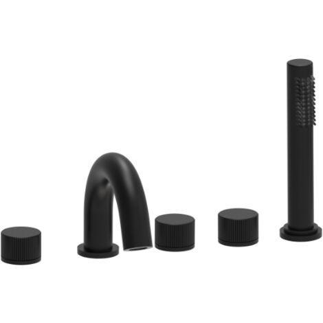 Batteria bordo vasca con deviatore e doccetta estraibile Paffoni serie Jo JO044NO Ottone - Nero opaco (1/2)