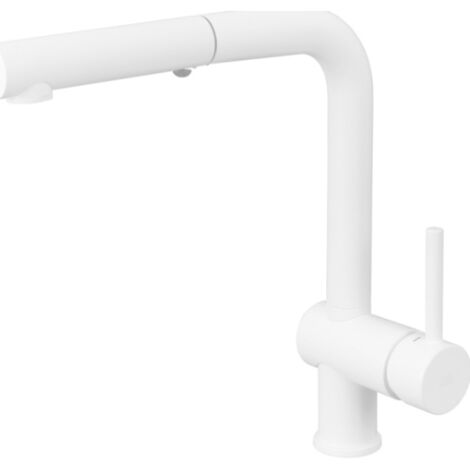 Miscelatore monocomando per lavello con doccino estraibile bianco opaco Paffoni serie Light LIG285BO-MET  Ottone - Bianco Opaco