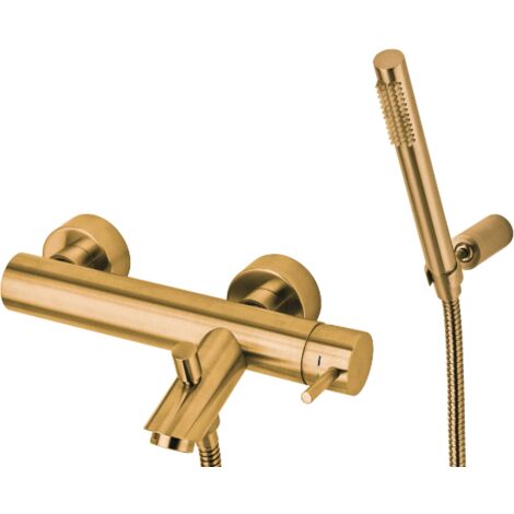 Miscelatore esterno Honey Gold Spazzolato per vasca con doccino Paffoni serie Light LIG023HGSP  Ottone - Honey Gold Spazzolato