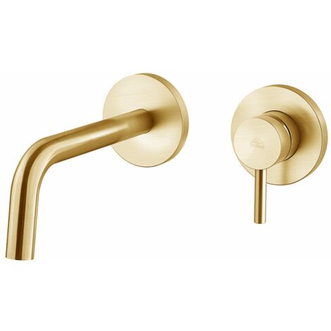 Miscelatore lavabo Honey Gold Spazzolato ad incasso, con bocca l.248 mm Paffoni serie Light LIG007HGSP70 Ottone - Honey Gold Spazzolato