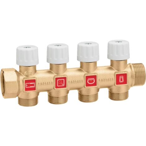 Collettore semplice, componibile con valvole di intercettazione 3/4", 2 derivazioni Caleffi 354252 2